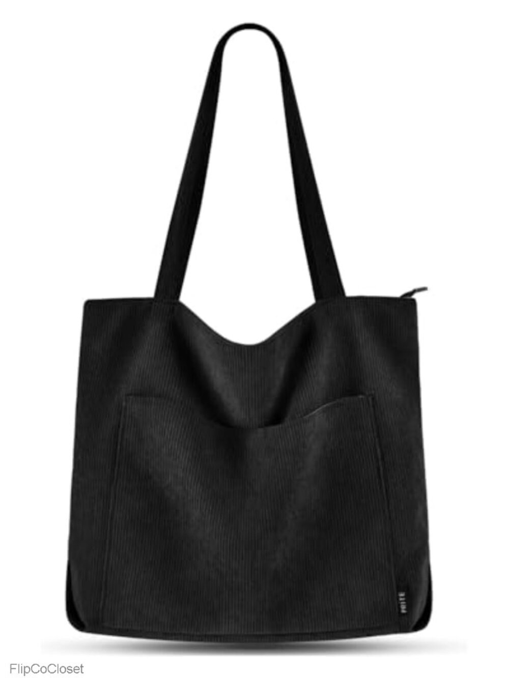 Large Corduroy Tote Bag with Zipper Shoulder Bag